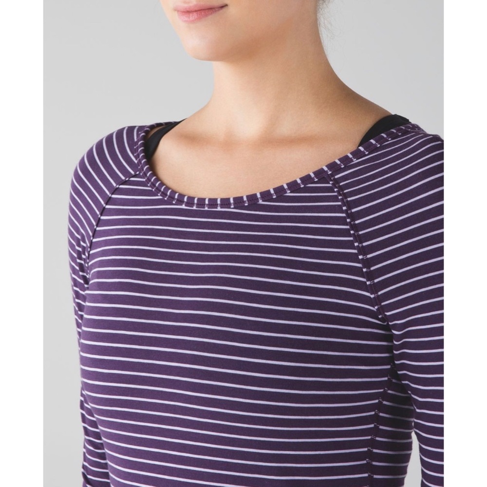 Lululemon Physically Fit Long Sleeve Tee Parallel Stripe Deep Zinfandel 6 - Picture 5 of 9
